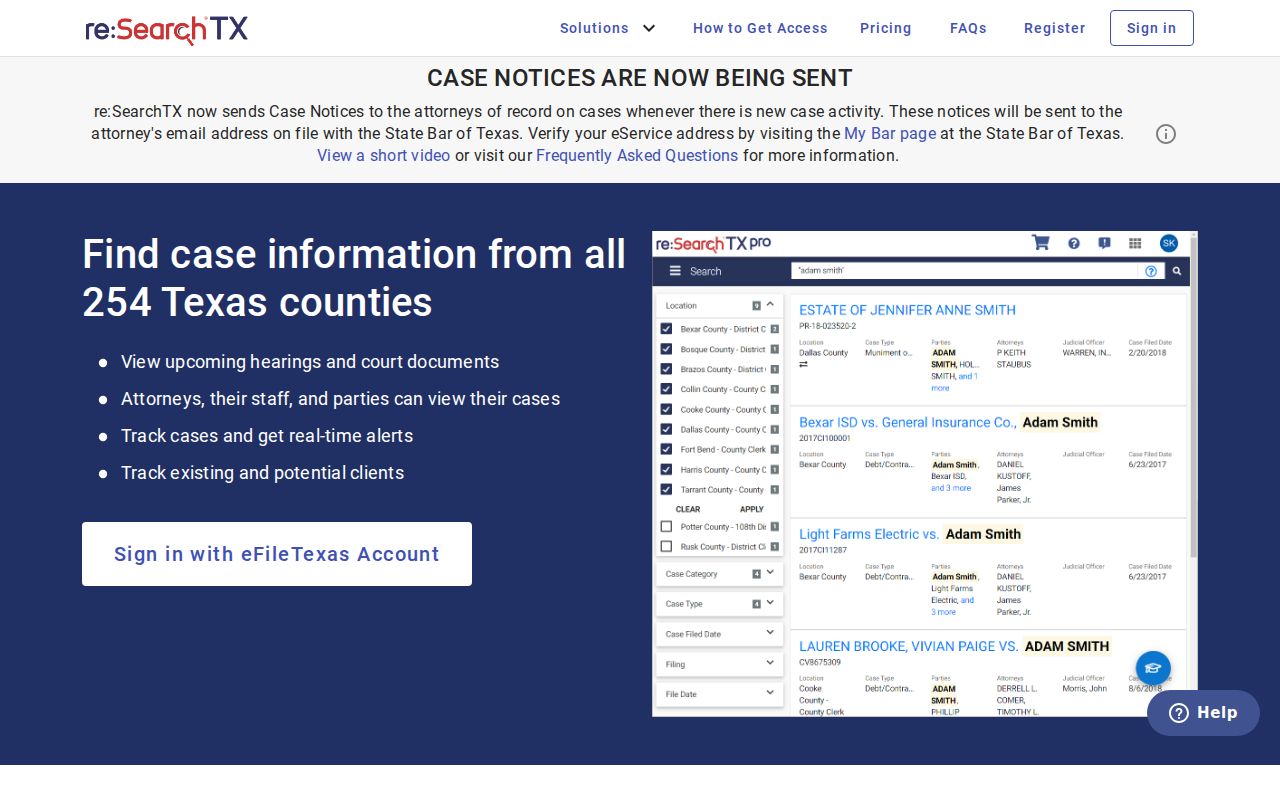 Harris County criminal court cases in re SearchTX