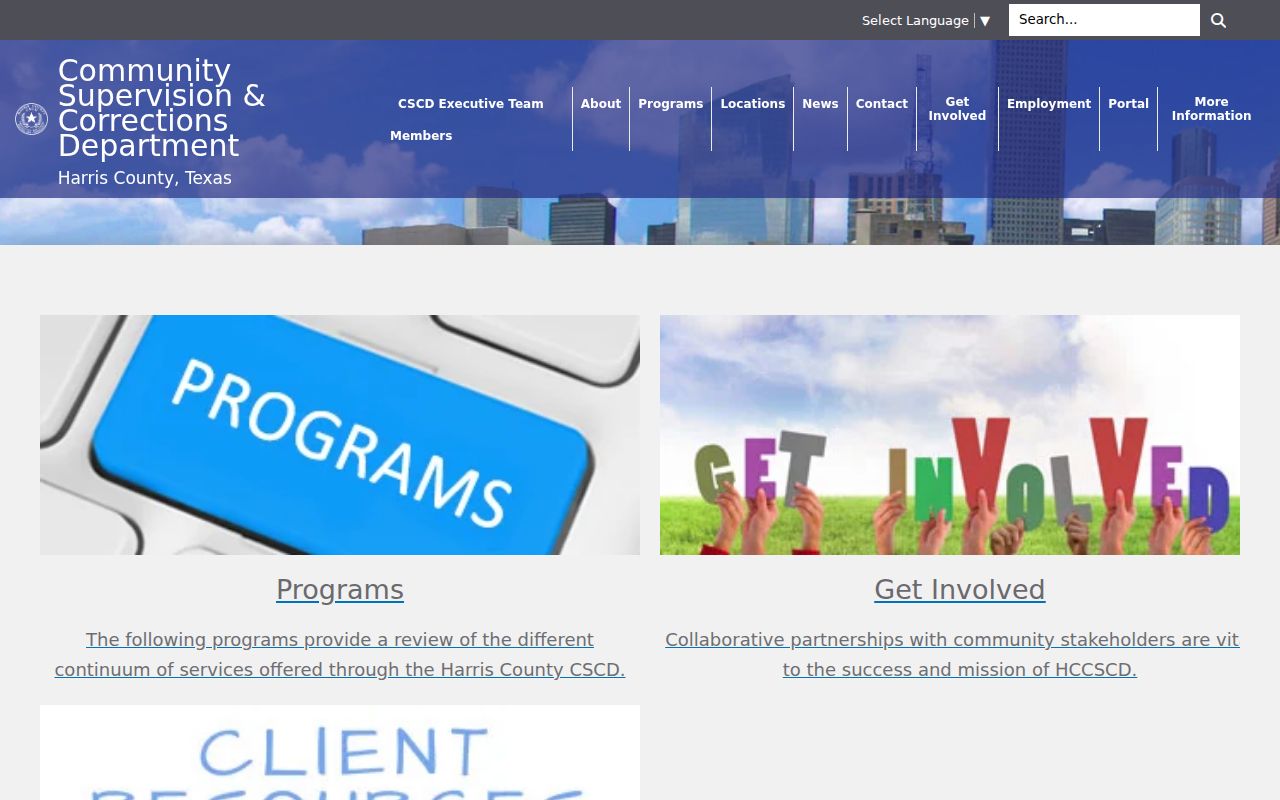 Harris County Community Supervision and Corrections Department records page
