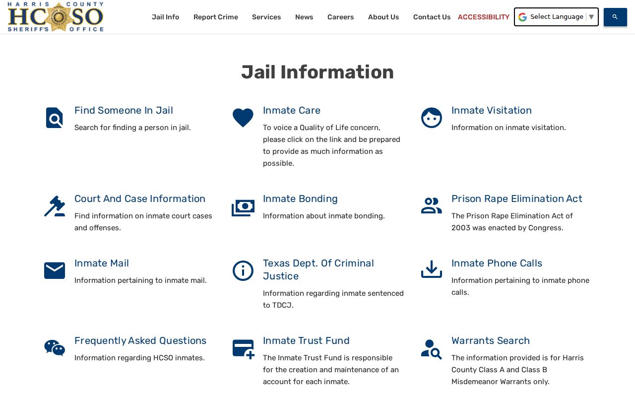 Harris County Sheriff Jail Information hub for custody records