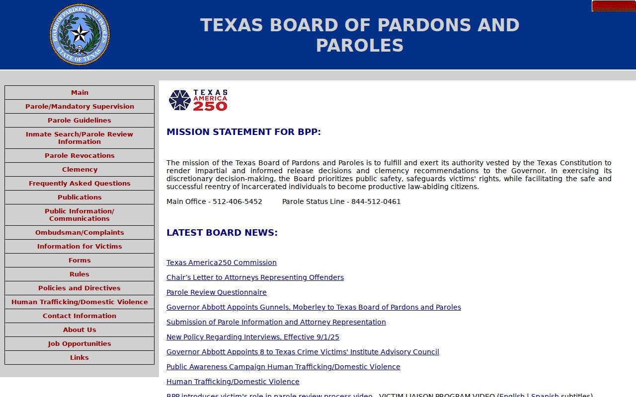 Texas Board of Pardons and Paroles information for Harris County cases
