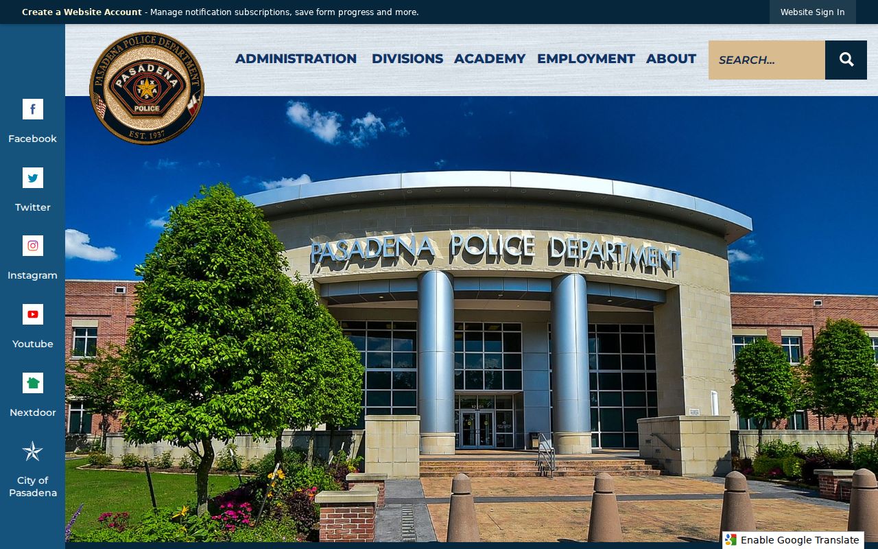 Pasadena Police Department source for Harris County criminal history