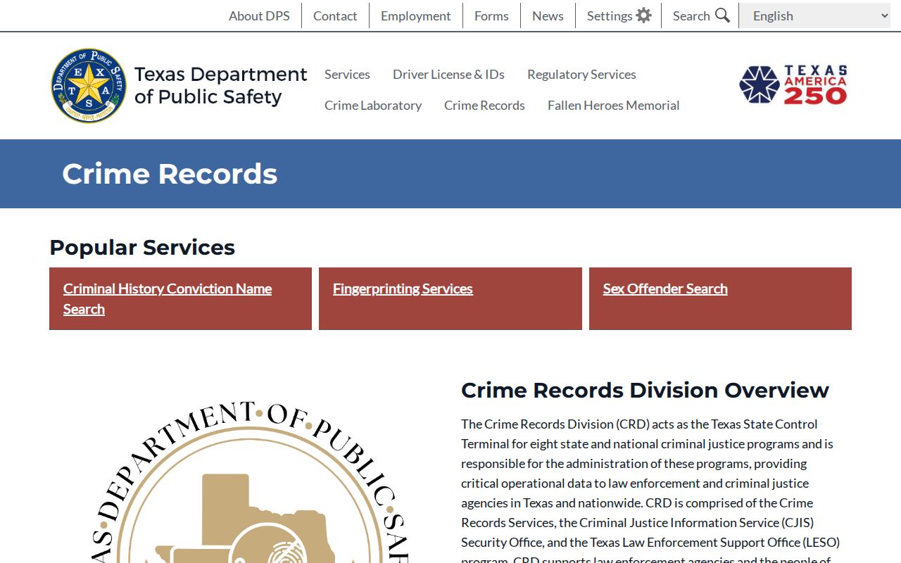 Texas DPS Crime Records information for a Harris County sex offender check